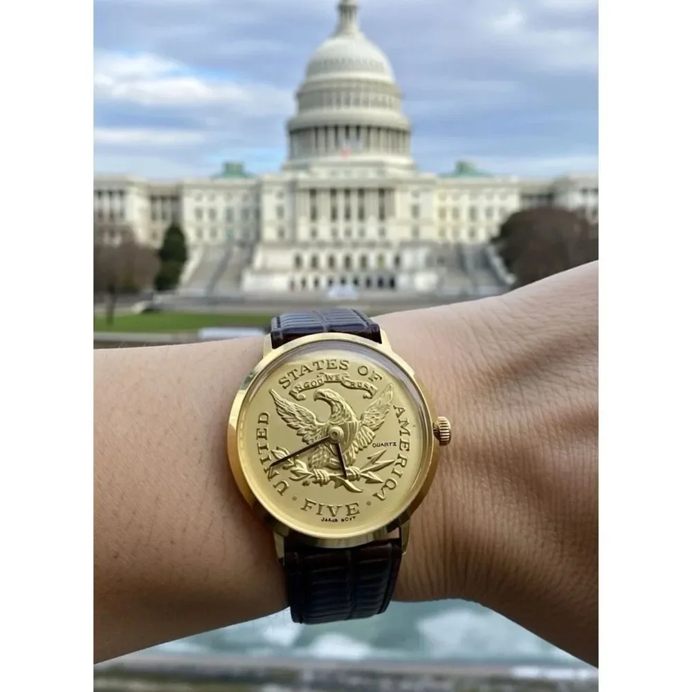 Golden Eagle USA 5 Dollar Coin 23MM Ladies Quartz Watch Working